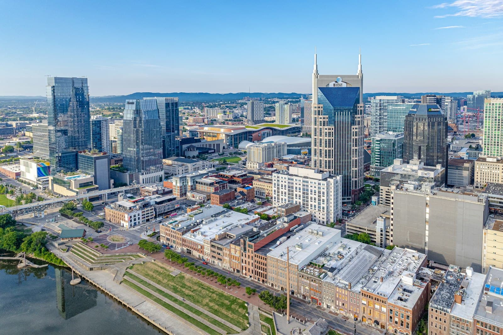 Downtown Nashville skyline at blue hour